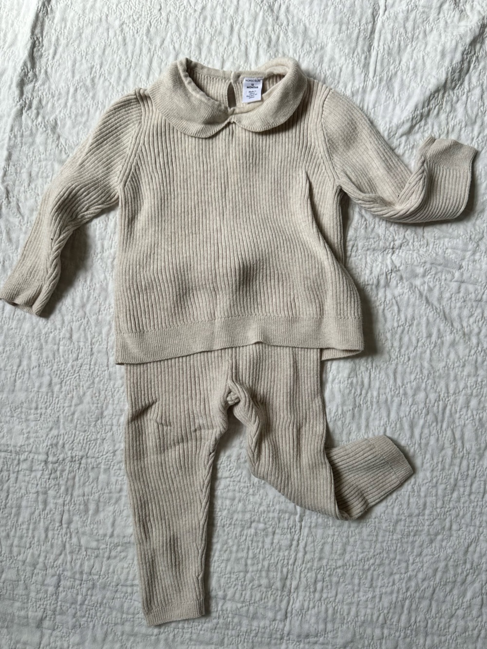 Nordstrom Cream Ribbed Knit Sweater and Matching Pants Set